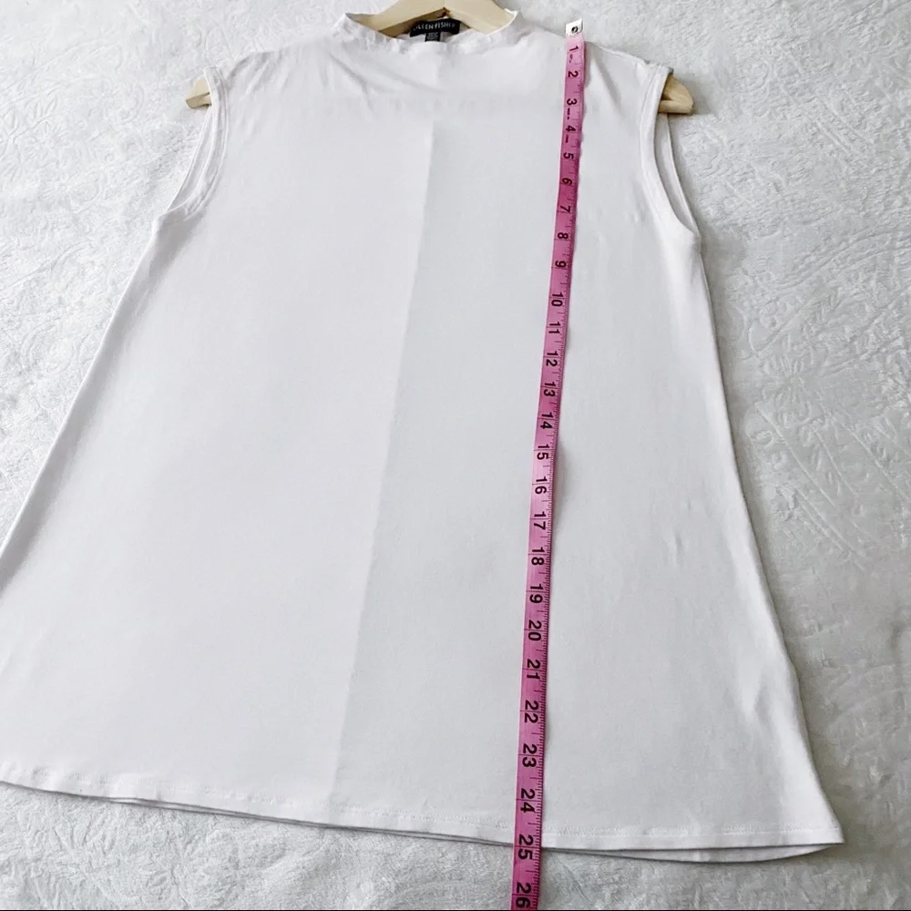 Eileen Fisher White Mock Neck Sleeveless Top - Picture 4 of 10